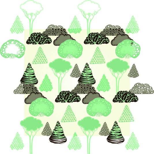 Placa Decorativa Desenho da Floresta Colorida
