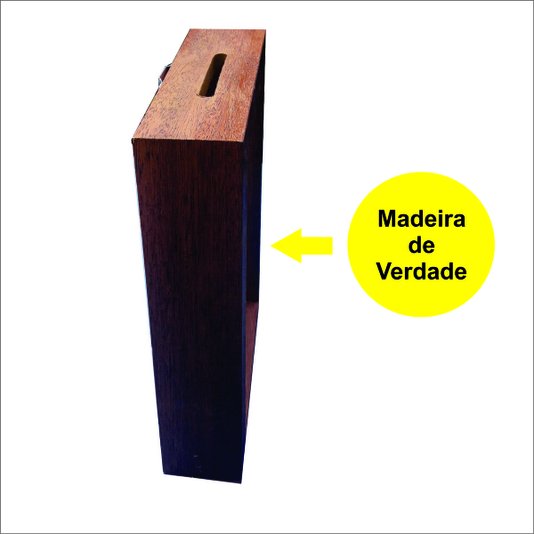 Quadro Cofre Decorativo Personalizado Com Moldura em Madeira Pinus Para Porta Recordações e Economias - 1,5x4,5