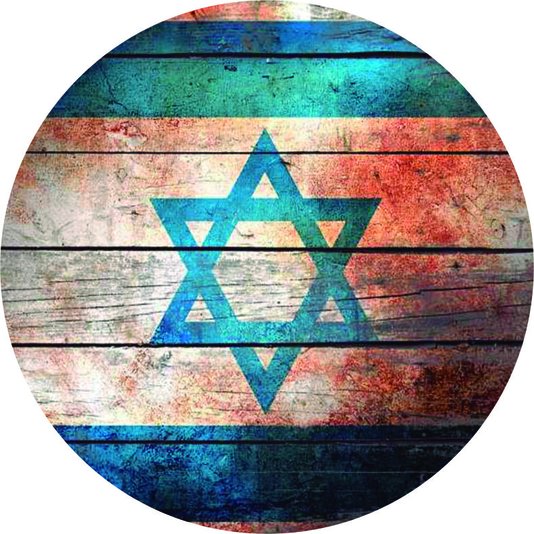 Placa Decorativa Redonda Bandeira de Israel