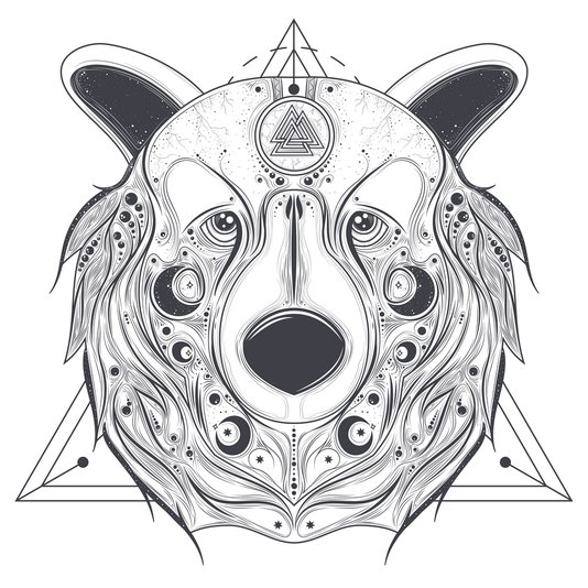 Placa Decorativa Gravura Urso Nórdico