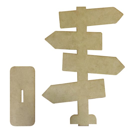 Aplique de Mdf 3mm para Artesanato em Forma de Placa com Setas Indicativas