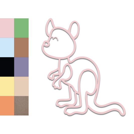 Aplique De Parede 3D Infantil Animais Canguru Mdf 3mm