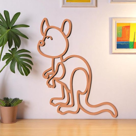 Aplique De Parede 3D Infantil Animais Canguru Mdf 3mm