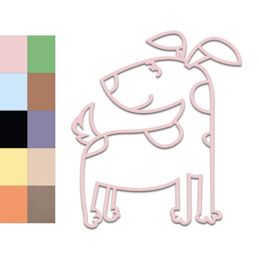 Aplique De Parede 3D Infantil Animais Cão Mdf 3mm