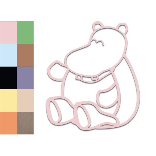 Aplique De Parede 3D Infantil Animais Hipopótamo Mdf 3mm