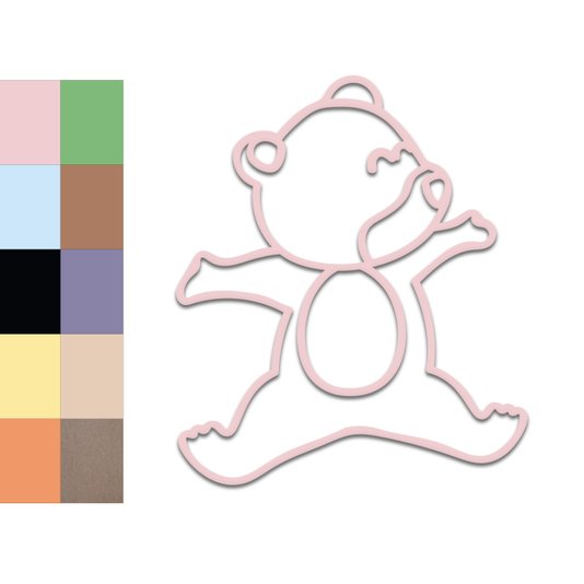 Aplique De Parede 3D Infantil Animais Ursinho Mdf 3mm