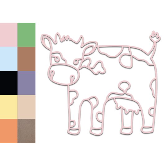 Aplique De Parede 3D Infantil Animais Vaquinha Mdf 3mm