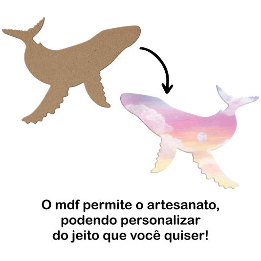 Aplique em Forma de Baleia em Mdf