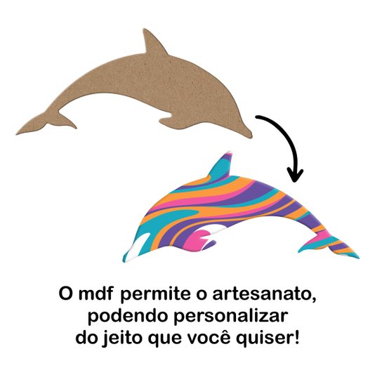 Aplique em Forma de Golfinho em Mdf