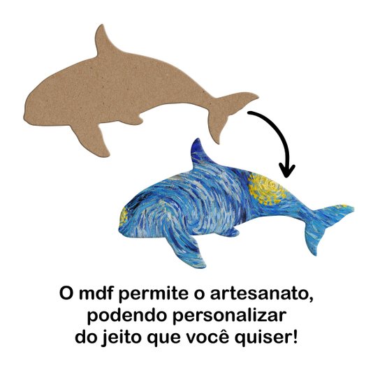 Aplique em Forma de Orca em Mdf
