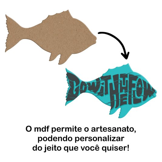 Aplique em Forma de Peixe em Mdf