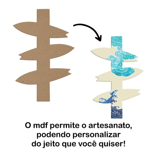 Aplique em Forma de Setas Indicativas de Pranchas Surf em Mdf
