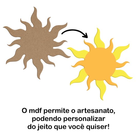 Aplique em Forma de Sol em Mdf