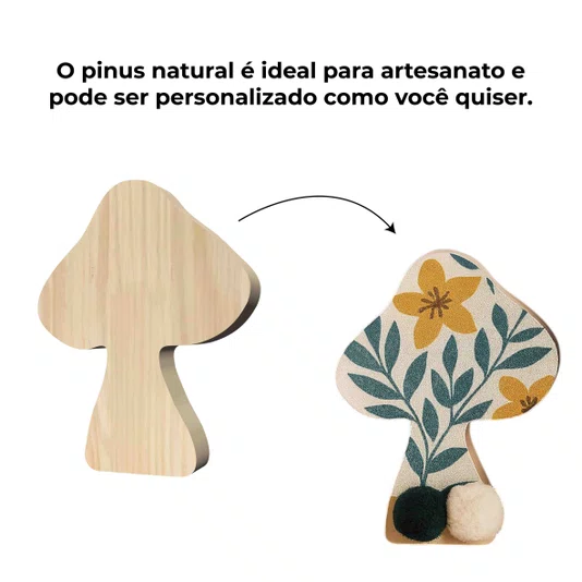 Tábua de Madeira Pinus Recortada para Artesanato Em Forma De Cogumelo
