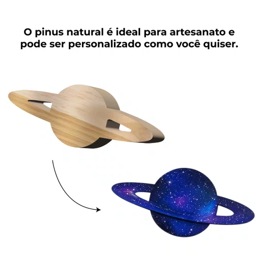 Tábua de Madeira Pinus Recortada para Artesanato Em Forma De Planeta Saturno