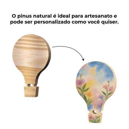 Tábua de Madeira Pinus Recortada para Artesanato Em Forma De Balão De Ar Quente
