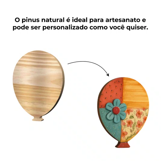 Tábua de Madeira Pinus Recortada para Artesanato Em Forma De Balão