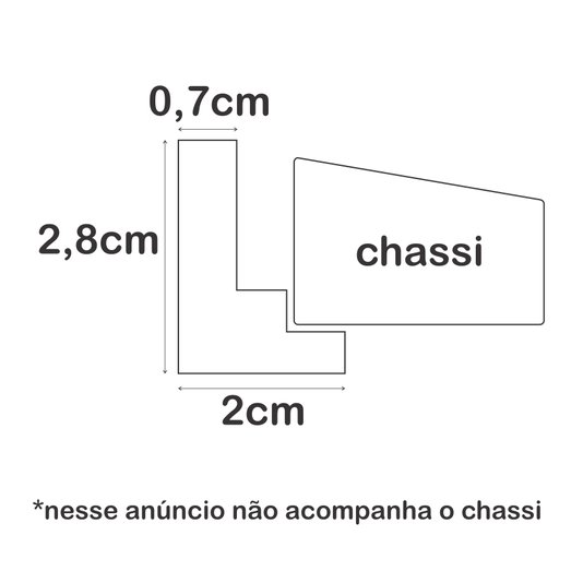 Armação de Moldura Canaleta Flutuante Lisa Revestida para Telas Decorativas - 2x2,8