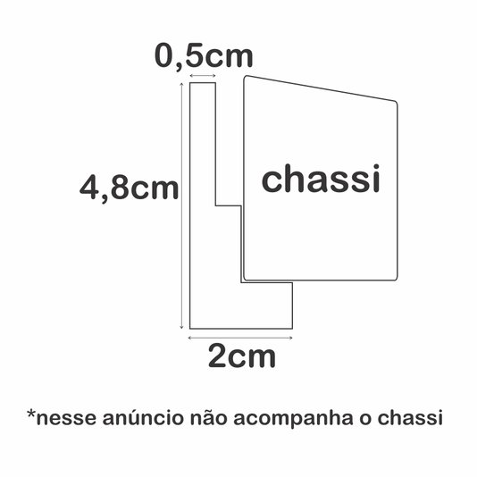Armação de Moldura Canaleta Flutuante Lisa Revestida para Telas Decorativas - 2x4,8