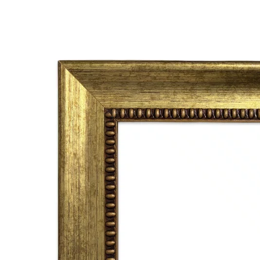 Armação De Moldura Chanfrada Com Padrão Oval Gravado Em Relevo E Efeito Aço Metal Escovado - 4,6x2,1