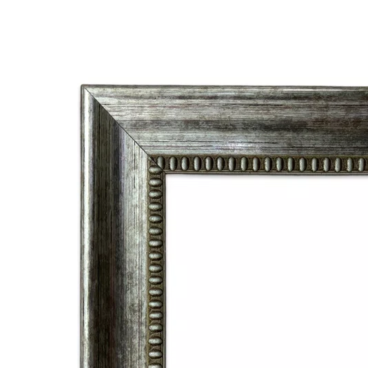 Armação De Moldura Chanfrada Com Padrão Oval Gravado Em Relevo E Efeito Aço Metal Escovado - 4,6x2,1