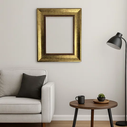 Armação Personalizada De Moldura Chanfrada Com Padrão Oval Gravado Em Relevo E Efeito Aço Metal Escovado - 4,6x2,1