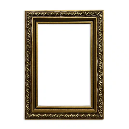 Armação De Moldura Com Gravação Floral Em Relevo Com Filete Perolado e Acabamento Dourado Metalizado - 2,1x1,8
