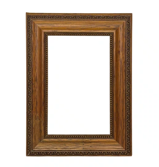 Armação de Moldura de Madeira Clássica com Detalhes Gravados Para Quadros e Fotos - 3,2x1,5