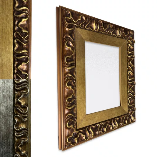 Armação de Moldura Efeito Escovado Fino e Gravação de Curvas Fluidas para Quadros e Fotos - 7,1x2,8