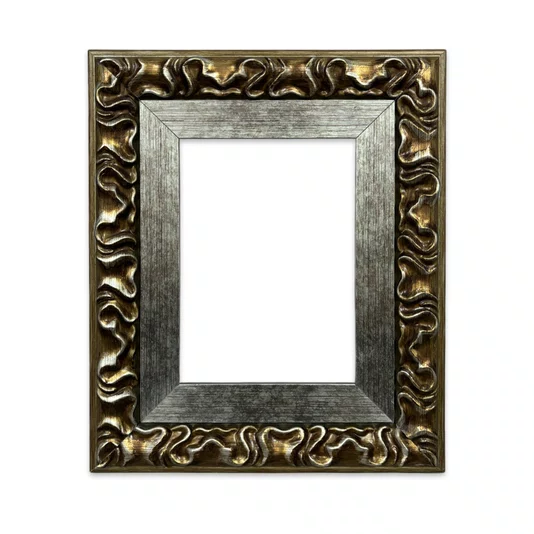 Armação de Moldura Efeito Escovado Fino e Gravação de Curvas Fluidas para Quadros e Fotos - 7,1x2,8