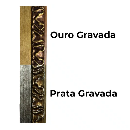 Armação de Moldura Efeito Escovado Fino e Gravação de Curvas Fluidas para Quadros e Fotos - 7,1x2,8