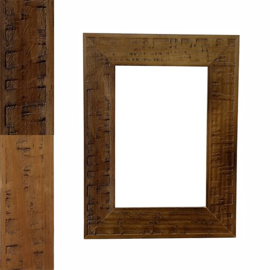 Armação de Moldura em Madeira Natural Gravada para Quadros e Fotos - 3x1