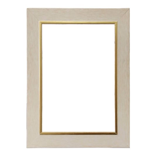 Armação de Moldura Laqueada Gesso com Filete Dourado para Quadros e Fotos - 3x1,5