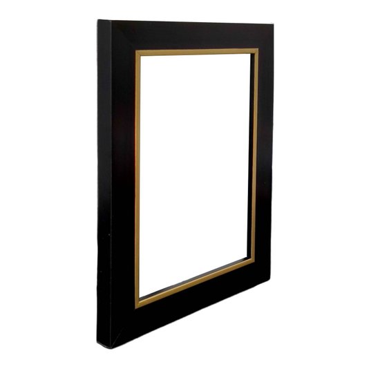Armação de Moldura Laqueada Gesso com Filete Dourado para Quadros e Fotos - 3x1,5