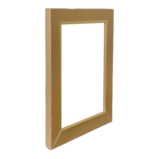 Armação de Moldura Laqueada Gesso com Filete Dourado para Quadros e Fotos - 3x1,5