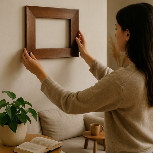 Armação Personalizada De Moldura Chanfrada com Acabamento Côncavo Estilo Madeira Rústica - 5x2,1