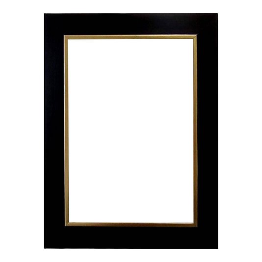 Armação de Moldura Personalizada Laqueada Gesso com Filete Dourado para Quadros e Fotos - 3x1,5