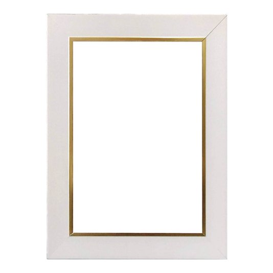 Armação de Moldura Personalizada Laqueada Gesso com Filete Dourado para Quadros e Fotos - 3x1,5
