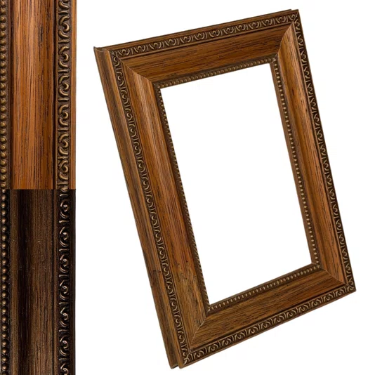 Armação Personalizada de Moldura de Madeira Clássica com Detalhes Gravadospara Quadros e Fotos - 3,2x1,5