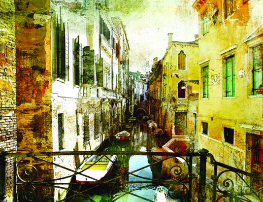 Placa Decorativa Pintura de Veneza