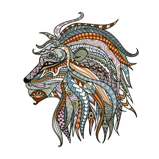 Placa Decorativa Leão Colorido Boho