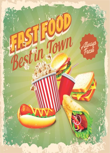 Placa Decorativa Vintage Fast Food Best In Town