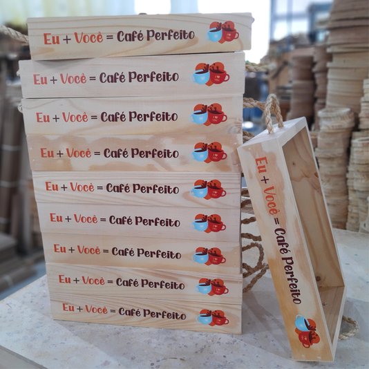 Bandeja Decorativa com Alça Sisal e Frase - Eu + Você = Café Perfeito