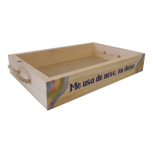 Bandeja Decorativa com Alça Sisal e Frase - Me Usa De Novo, Eu Deixo