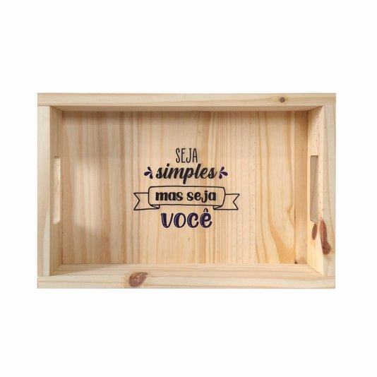 Bandeja Decorativa de Café da Manhã com Alça Reta e Frase Seja Simples, Mas Seja Você