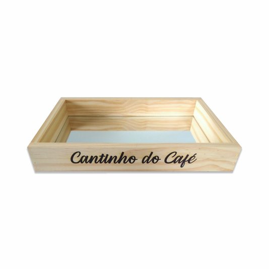 Bandeja Espelhada Decorativa de Café da Manhã com Frase - Cantinho do Café