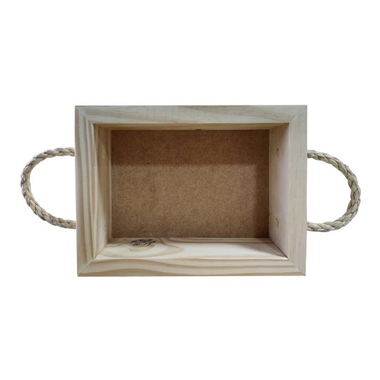 Bandeja Decorativa Personalizada com Gravação a Laser ou Impressão UV em Madeira de Pinus e Alça Sisal - 23x17,5x7cm