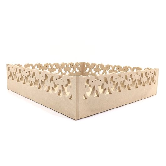 Bandeja Floral em MDF Cru 30x30cm - cnc16