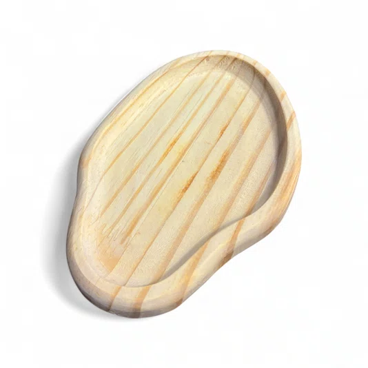 Bandeja Porta Objetos Pequena Formato Oval em Madeira Pinus – Multiuso para Jóias, Chaves, Óculos e Vasinhos