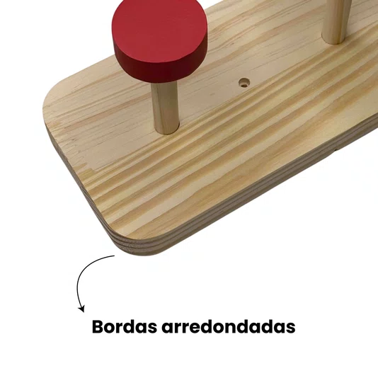 Cabideiro De Parede Colorido Em Madeira Pinus Com 4 Ganchos